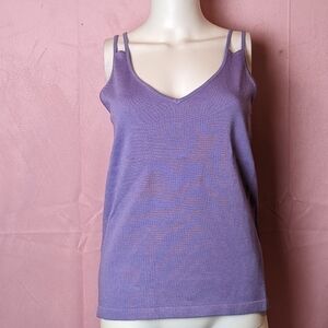 Silk & Salt Purple Ribbed V Neck Tank Top size Small